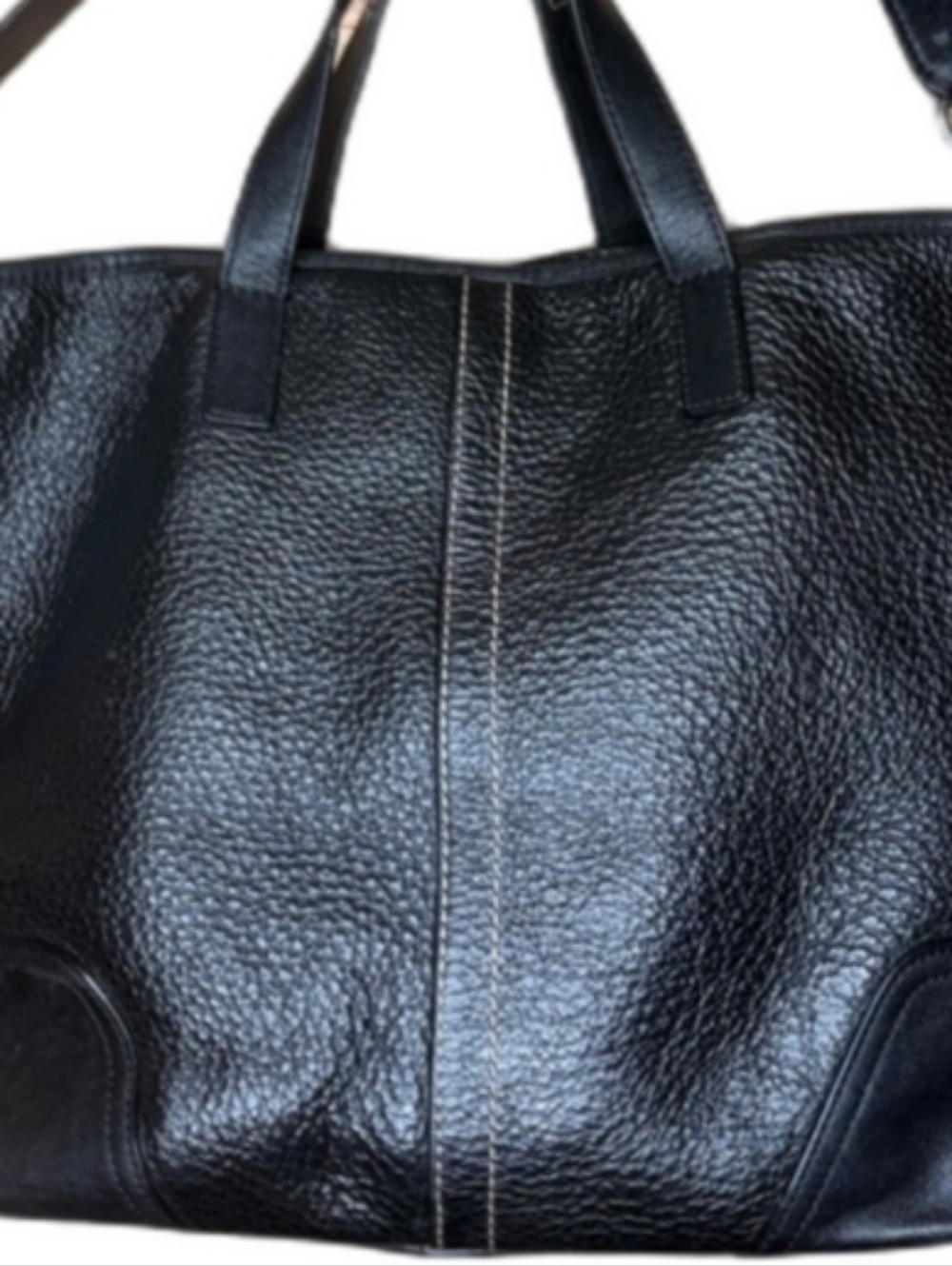 Coach Peppled Leather Hadley Black Leather Tote Bag - Picture 13 of 14